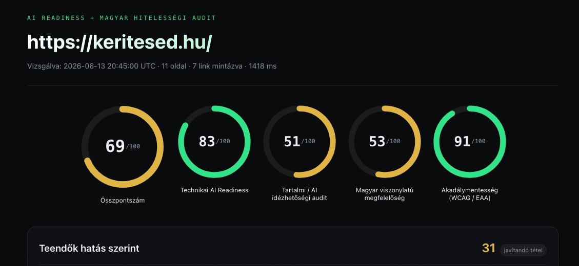 A keritesed.hu auditja a javítások előtt: összpontszám 69/100, 31 javítandó tétel